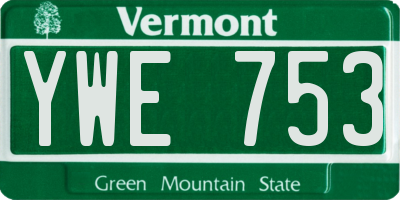 VT license plate YWE753