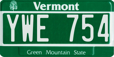 VT license plate YWE754