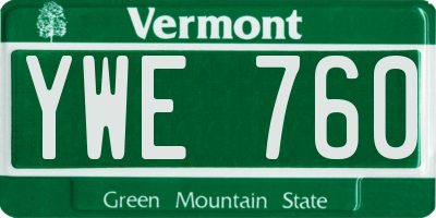 VT license plate YWE760