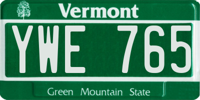 VT license plate YWE765