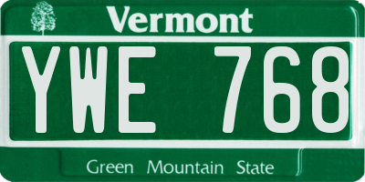 VT license plate YWE768