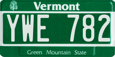 VT license plate YWE782