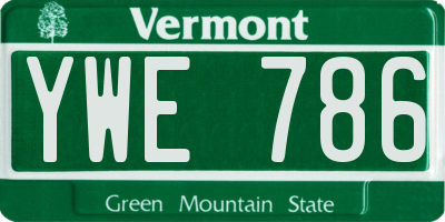 VT license plate YWE786