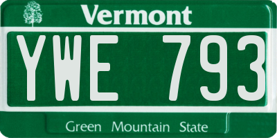 VT license plate YWE793