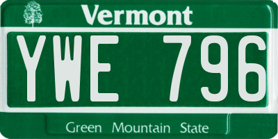 VT license plate YWE796