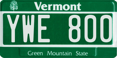 VT license plate YWE800