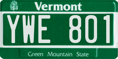 VT license plate YWE801