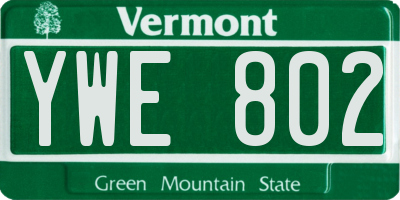 VT license plate YWE802