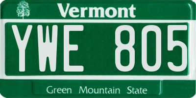 VT license plate YWE805