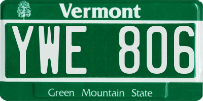 VT license plate YWE806