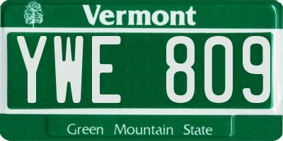 VT license plate YWE809