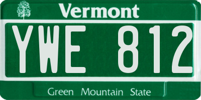 VT license plate YWE812