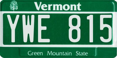 VT license plate YWE815