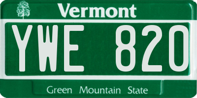 VT license plate YWE820
