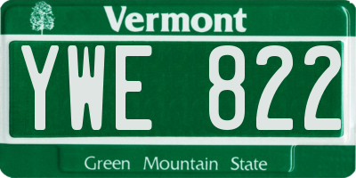 VT license plate YWE822