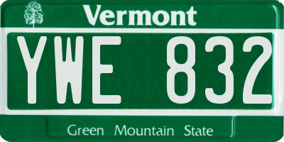 VT license plate YWE832