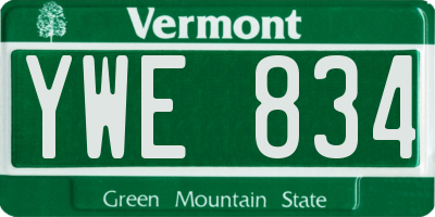 VT license plate YWE834