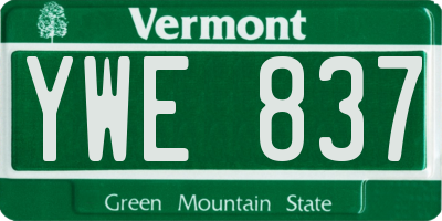 VT license plate YWE837