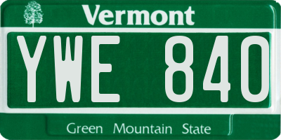 VT license plate YWE840
