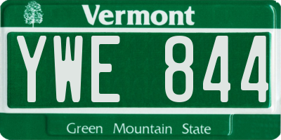 VT license plate YWE844