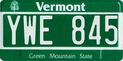VT license plate YWE845