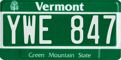 VT license plate YWE847