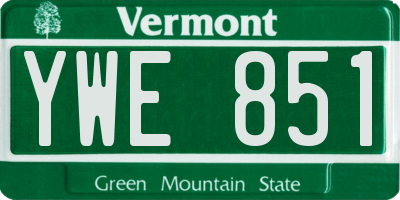 VT license plate YWE851