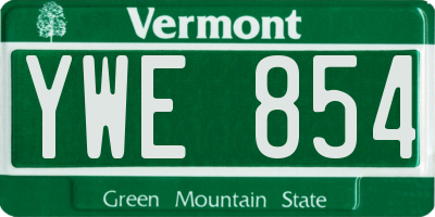 VT license plate YWE854