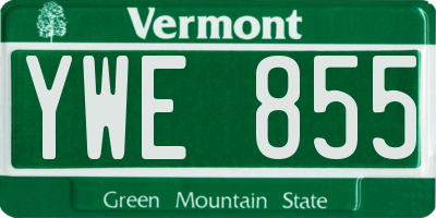 VT license plate YWE855