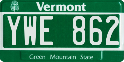 VT license plate YWE862