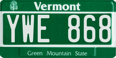 VT license plate YWE868