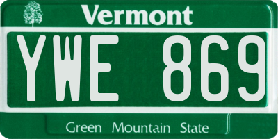 VT license plate YWE869