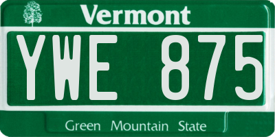 VT license plate YWE875