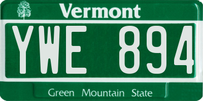 VT license plate YWE894