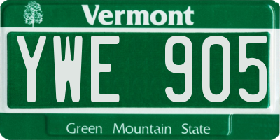 VT license plate YWE905