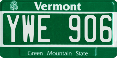 VT license plate YWE906