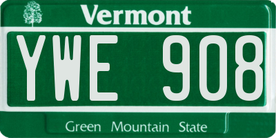 VT license plate YWE908