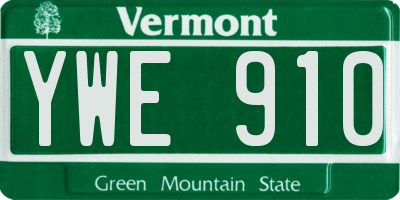 VT license plate YWE910