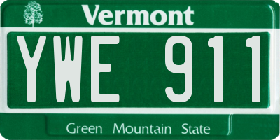 VT license plate YWE911