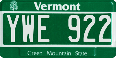 VT license plate YWE922