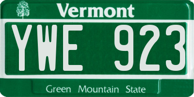 VT license plate YWE923