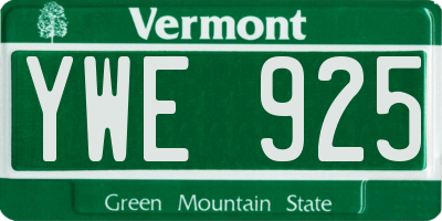 VT license plate YWE925