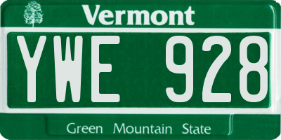 VT license plate YWE928
