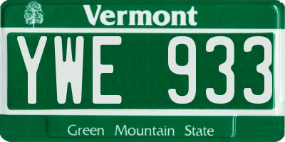 VT license plate YWE933