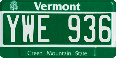 VT license plate YWE936