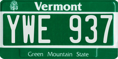VT license plate YWE937