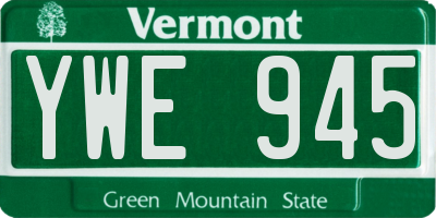 VT license plate YWE945