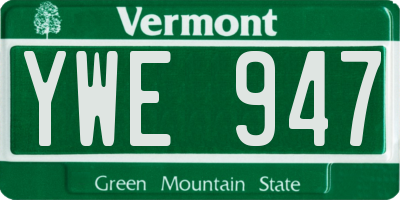 VT license plate YWE947
