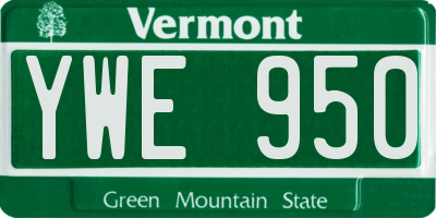 VT license plate YWE950