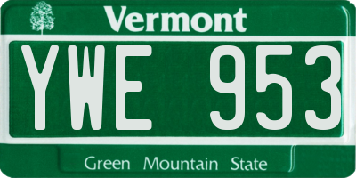 VT license plate YWE953